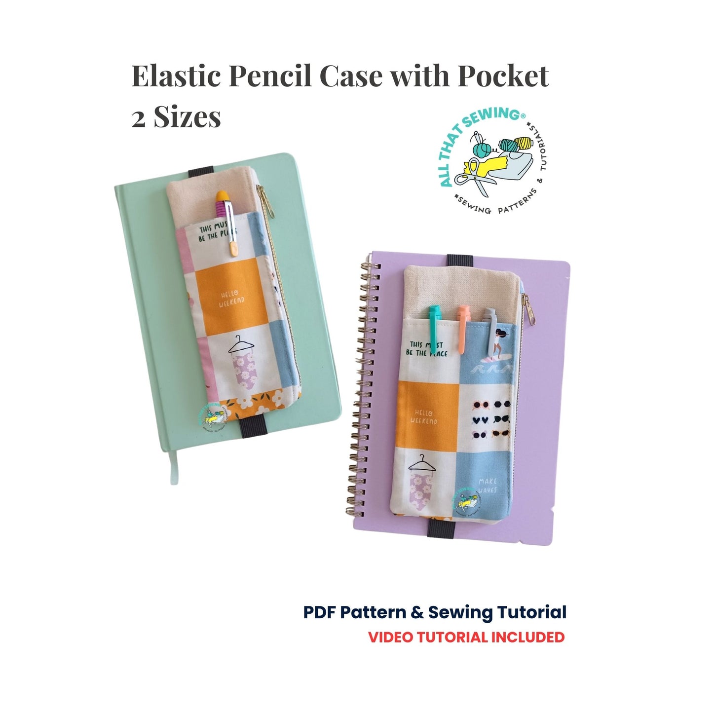 Elastic Pencil Case with Pocket 2 Sizes