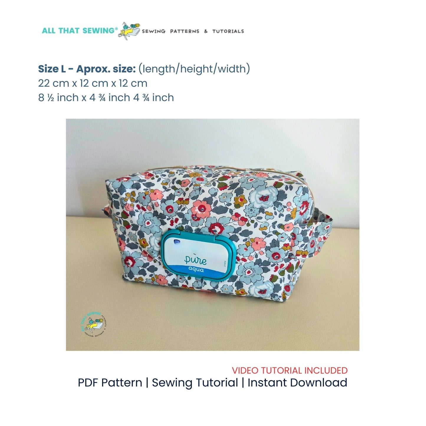 Ruffle Boxy Pouch with Diaper Wipe Window