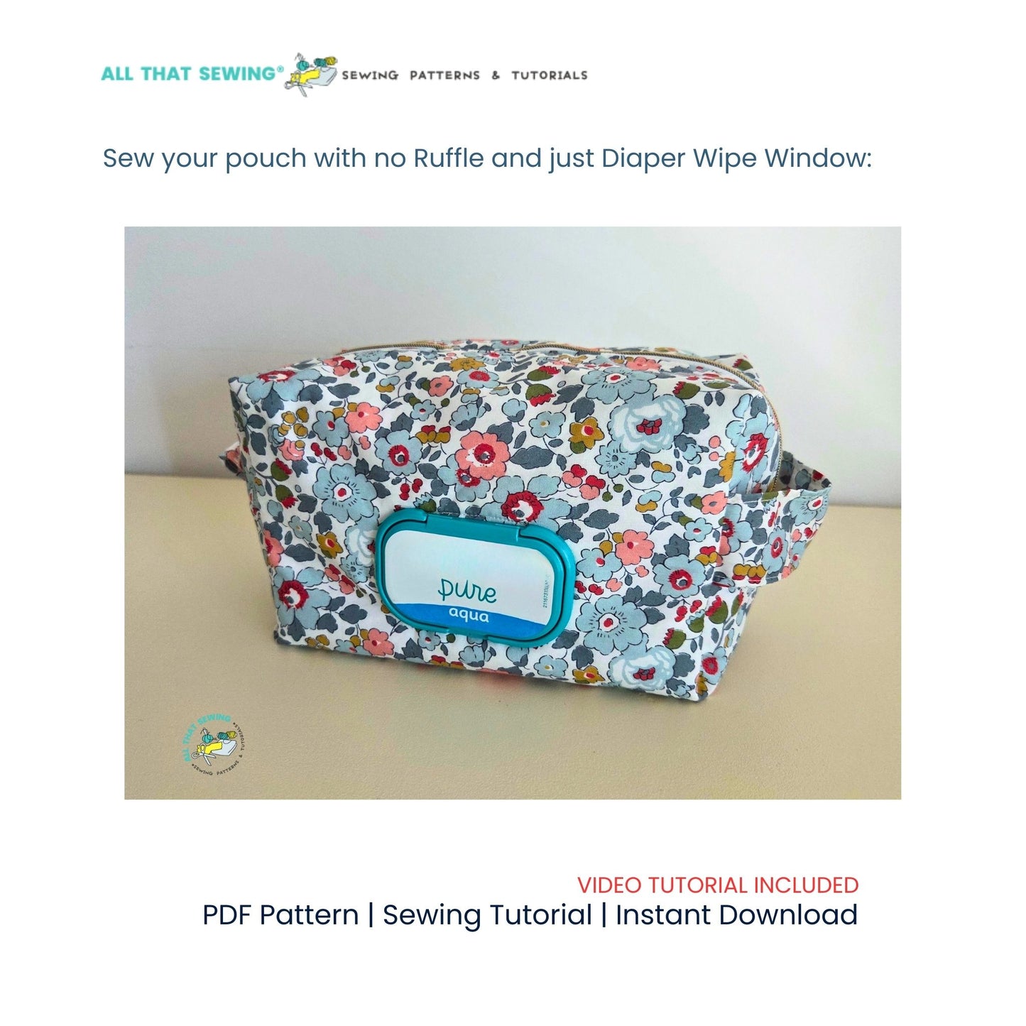 Ruffle Boxy Pouch with Diaper Wipe Window