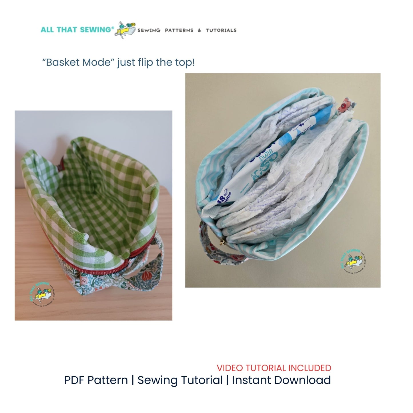 Ruffle Boxy Pouch with Diaper Wipe Window