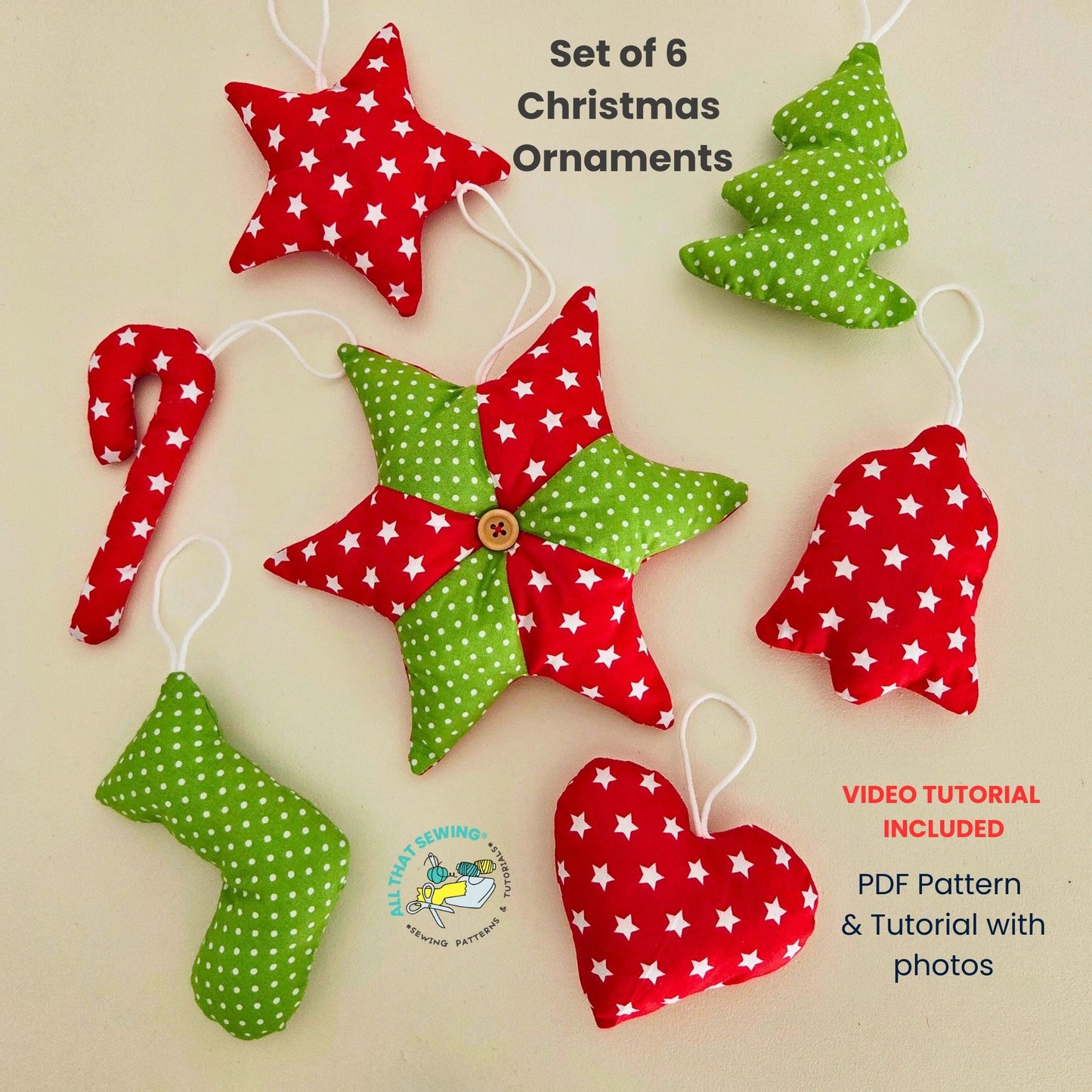 Set of 7 Christmas Ornaments