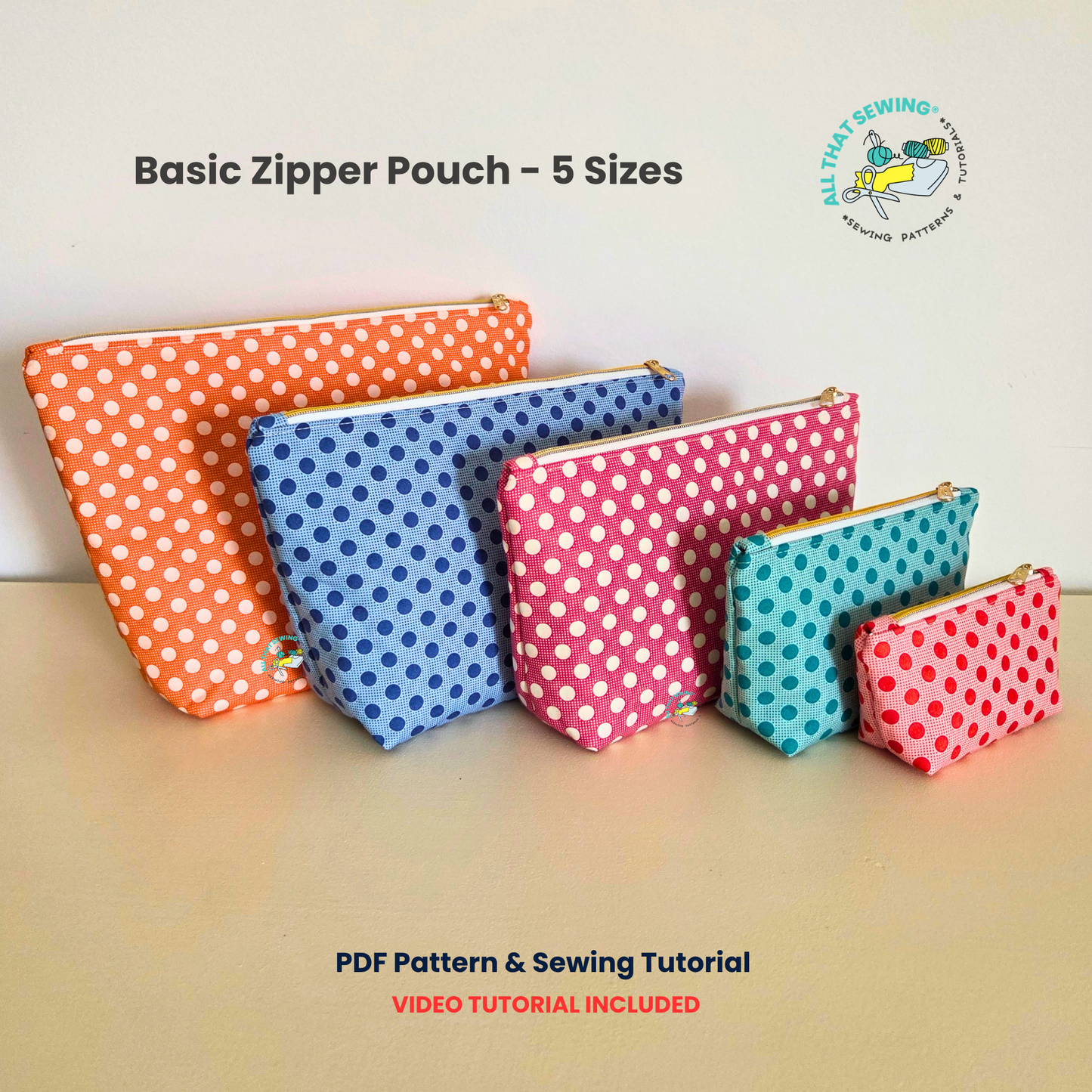 Basic Zipper Pouch - 5 Sizes