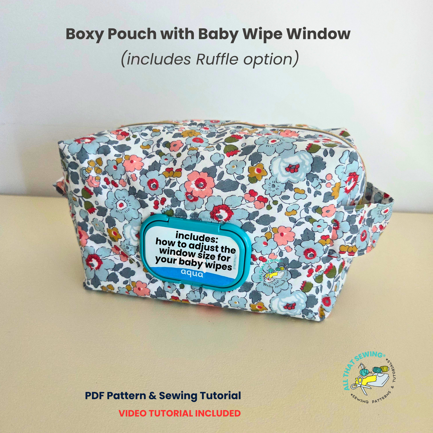 Ruffle Boxy Pouch with Diaper Wipe Window