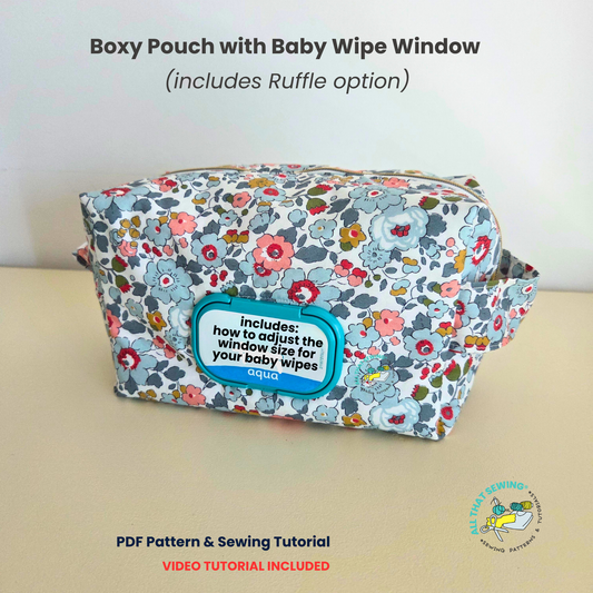 Ruffle Boxy Pouch with Diaper Wipe Window