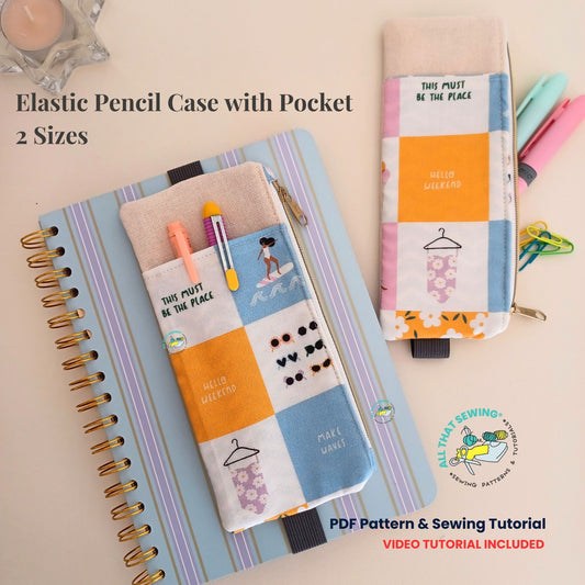 Elastic Pencil Case with Pocket 2 Sizes