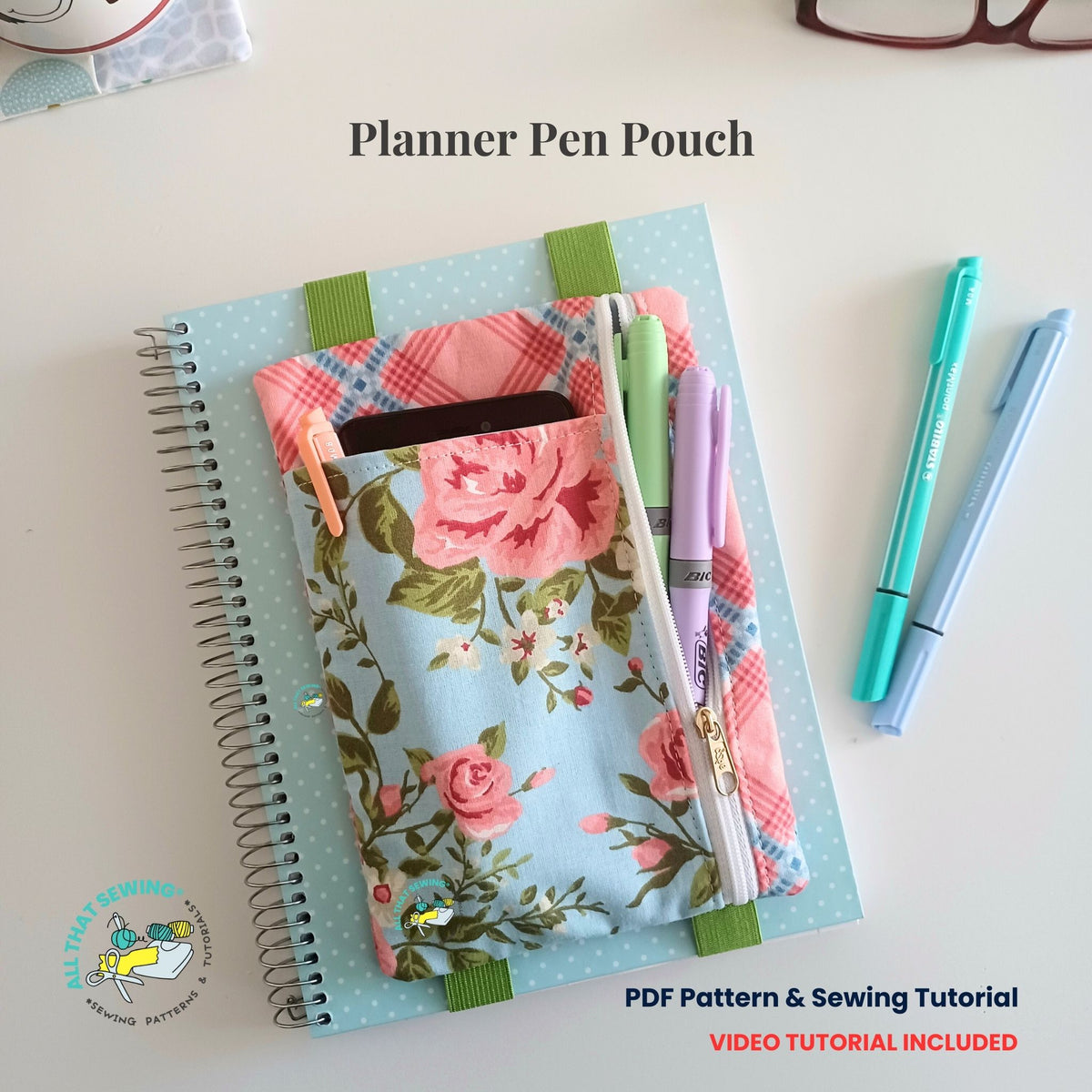 Planner Pouch Pattern Planner Pen Pouch – Zipper Pencil Case Sewing Pattern – All That Sewing
